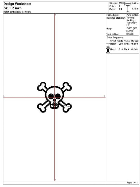 Skull and Crossbones Embroidery Design