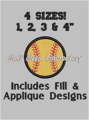 Softball Embroidery Design
