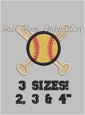 Softball with Bats Embroidery Design