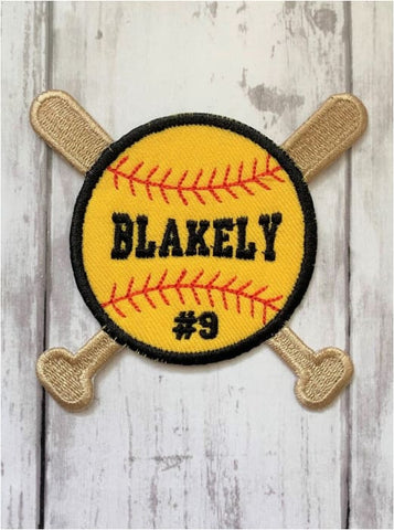 Personalized Softball with Bats patch