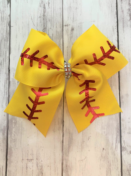 Personalized Softball Hair Bow