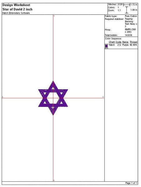 Star of David Embroidery Design