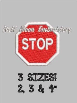 Stop Sign Embroidery Design