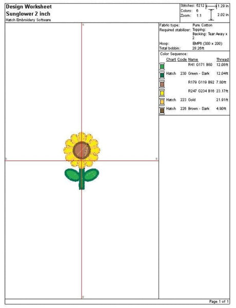 Sunflower Embroidery Design