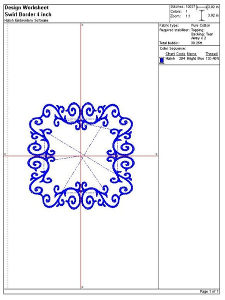 Swirl Border Embroidery Design