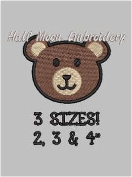 Teddy Bear Face Embroidery Design