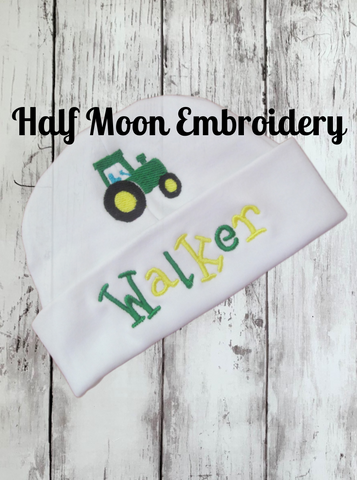 Personalized Tractor Baby Beanie
