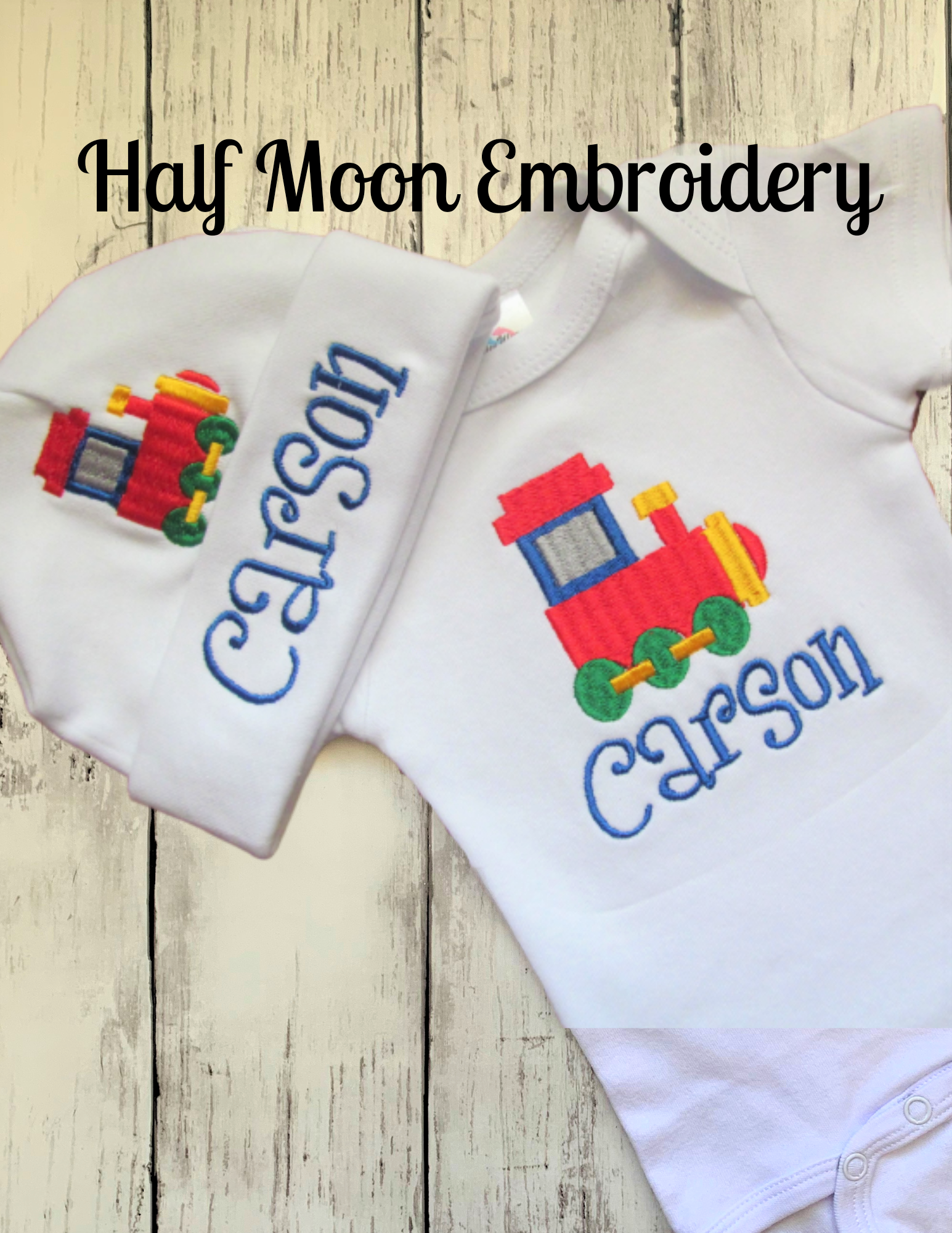 Personalized Train Newborn Clothing Set