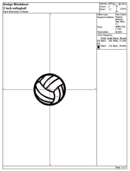 Volleyball Embroidery Design