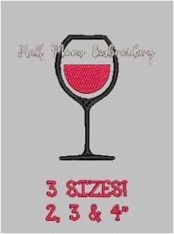 Wine Glass Embroidery Design