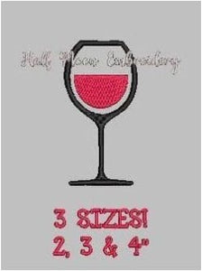 Wine Glass Embroidery Design